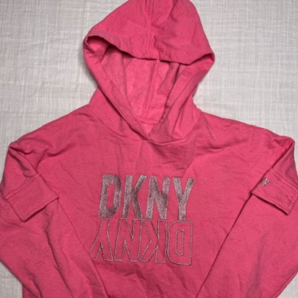 DKNY Girls Youths Pink Pullover Hoodie Jacket Size 8